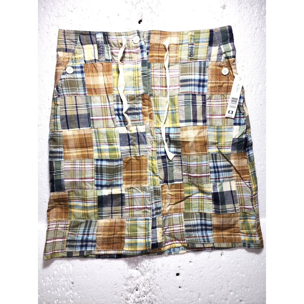 Kim Rogers Skirt Womens Size 10 Petite Red Green Yellow Plaid Belt Loops Casual